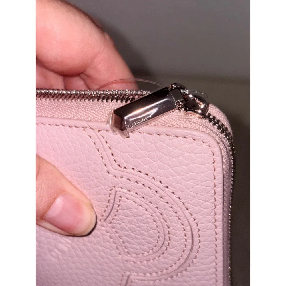 Tiffany & Co Zip Around Wallet OS Pink New Grained Leather Return to Tiffany